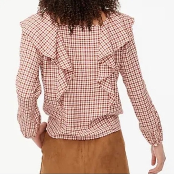 J.Crew Flannel squareneck ruffle top - Picture 2 of 10